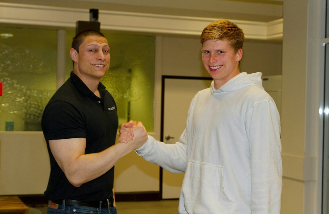 happy customer shaking hands